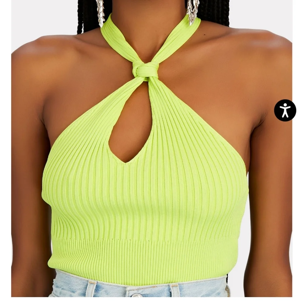 Jonathan Simkhai Andrea Rib Halter in Lime - Picture 4 of 15